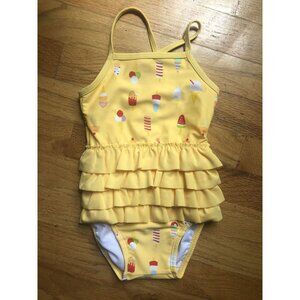 Hanna Andersson Size 85  2 Yellow Ruffle Popsicle Bathing Suit